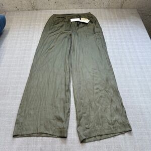 Tahari Forever Olive Wide Leg Pants Womens Medium Viscose Blend Lounge‎ New